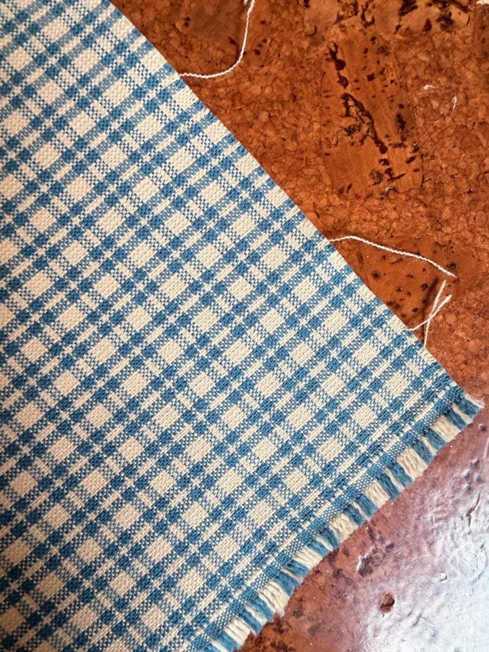 Large piece hand-woven check fabric - upholstery weight